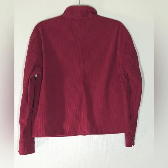 Avec Les Filles Red Burgundy Relaxed Oversized Corduroy Jacket Womens Size S - Picture 3 of 5